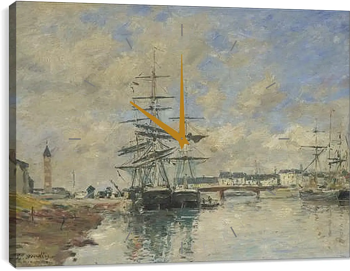 Часы картина - Deauville Harbour. Эжен Буден