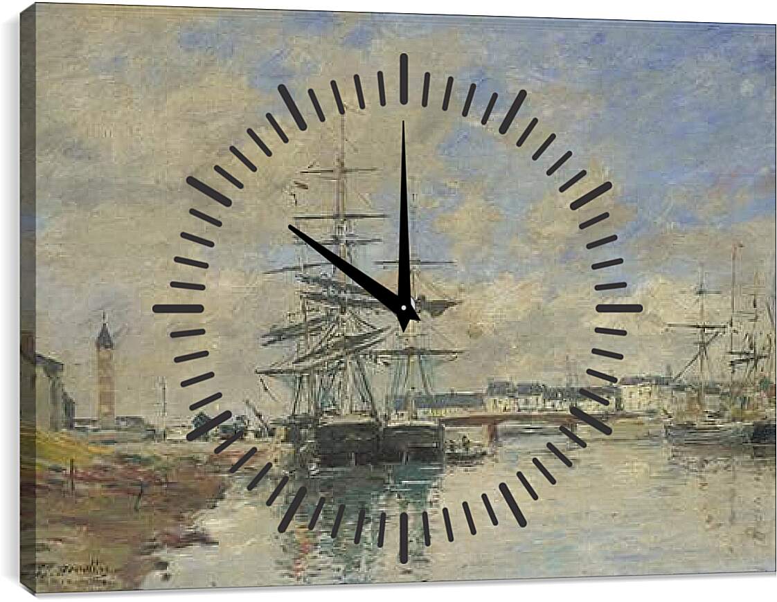 Часы картина - Deauville Harbour. Эжен Буден