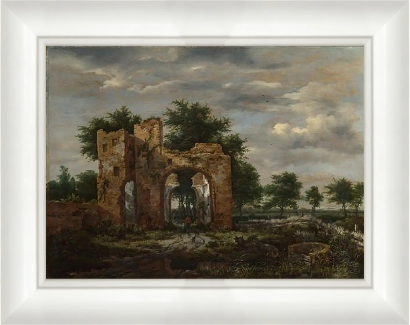 Картина в раме - A Ruined Castle Gateway. Якоб ван Рейсдал