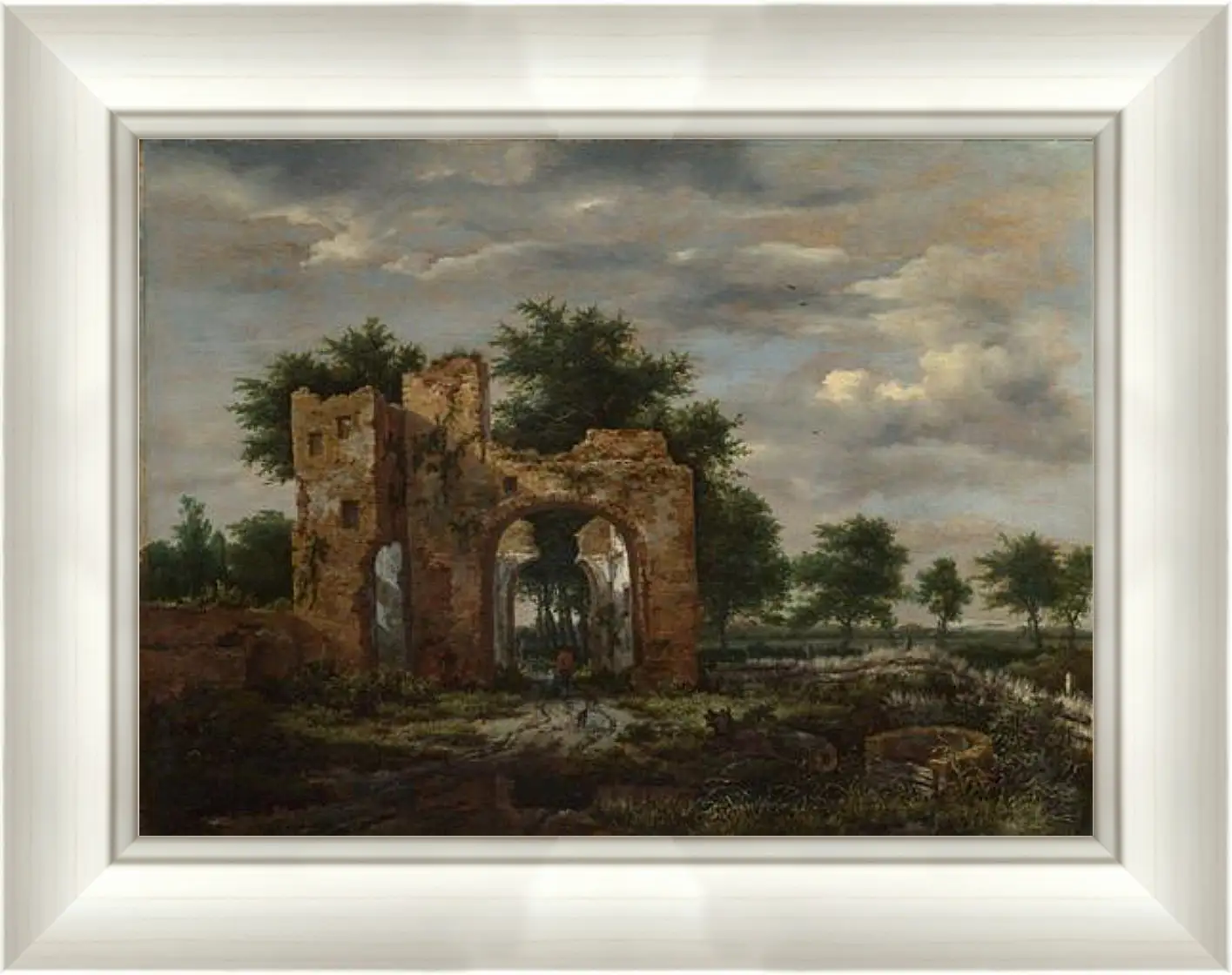 Картина в раме - A Ruined Castle Gateway. Якоб ван Рейсдал