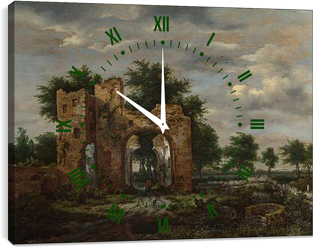 Часы картина - A Ruined Castle Gateway. Якоб ван Рейсдал