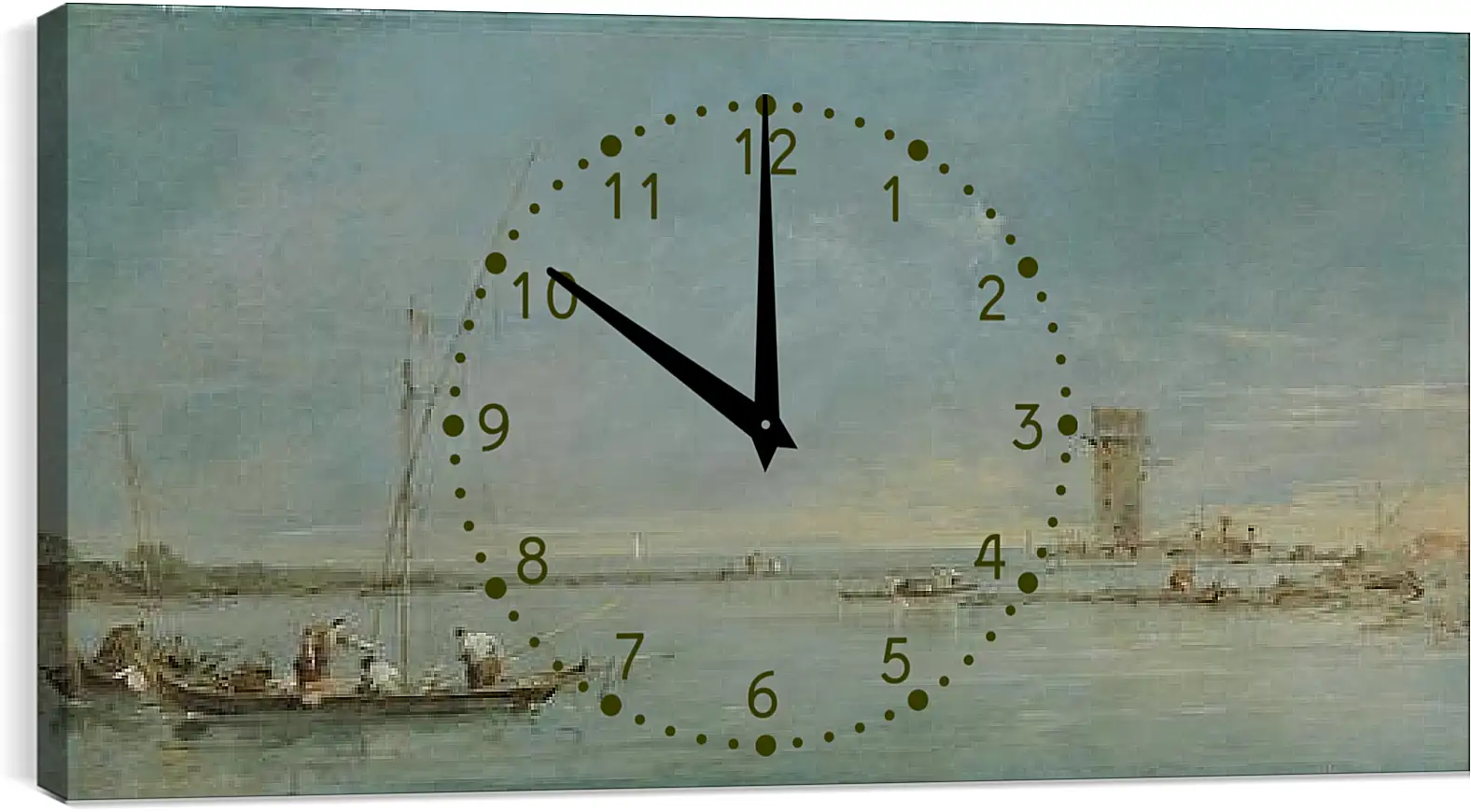 Часы картина - View of the Venetian Lagoon with the Tower of Malghera. Франческо Гварди