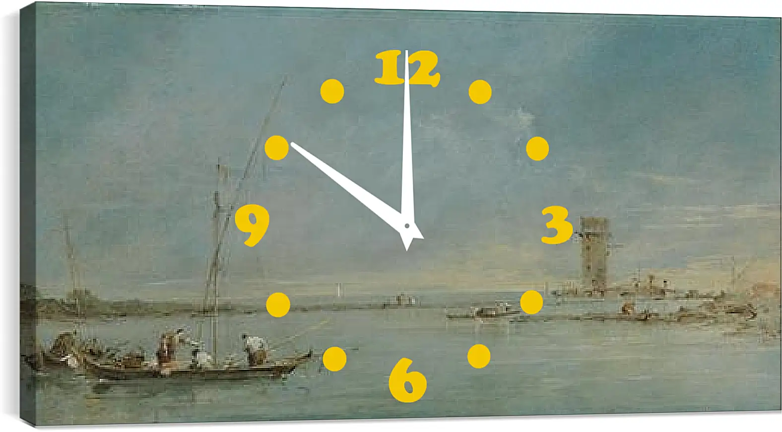 Часы картина - View of the Venetian Lagoon with the Tower of Malghera. Франческо Гварди