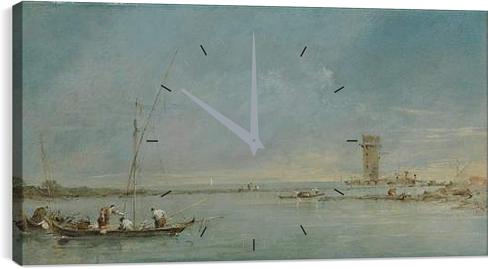 Часы картина - View of the Venetian Lagoon with the Tower of Malghera. Франческо Гварди