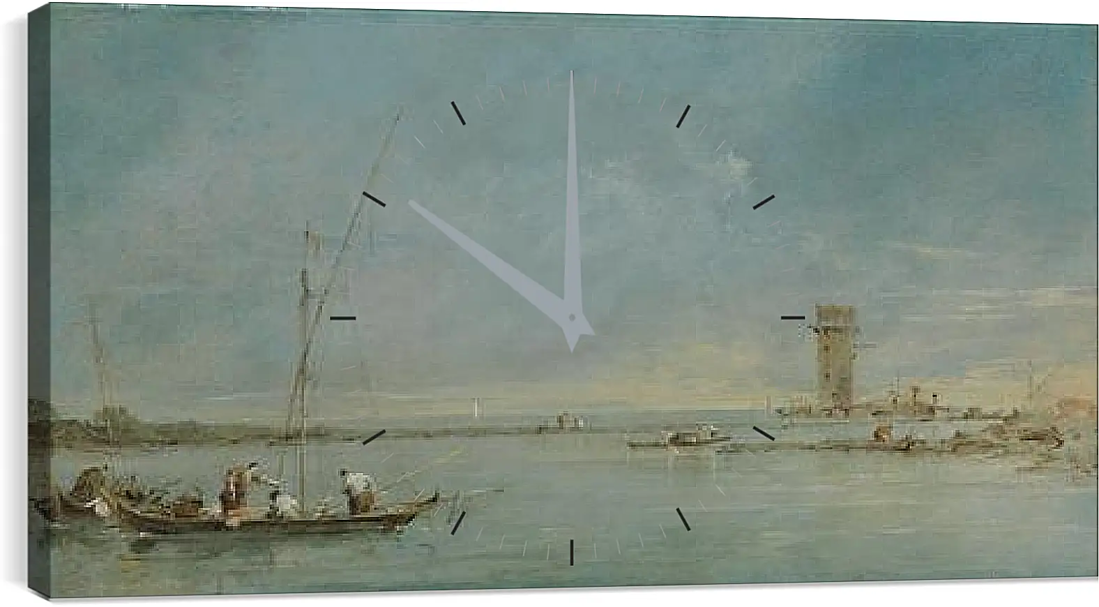 Часы картина - View of the Venetian Lagoon with the Tower of Malghera. Франческо Гварди