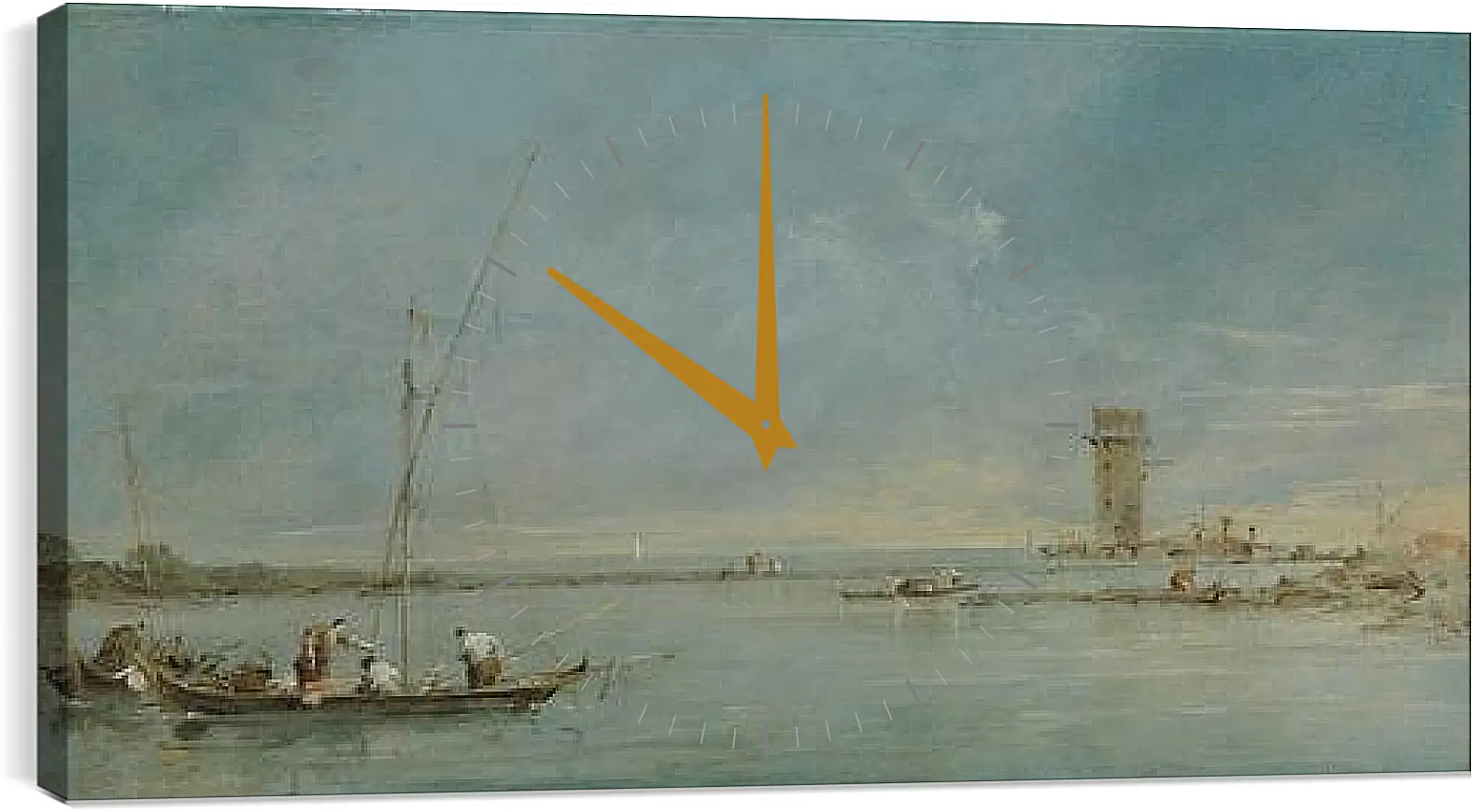 Часы картина - View of the Venetian Lagoon with the Tower of Malghera. Франческо Гварди