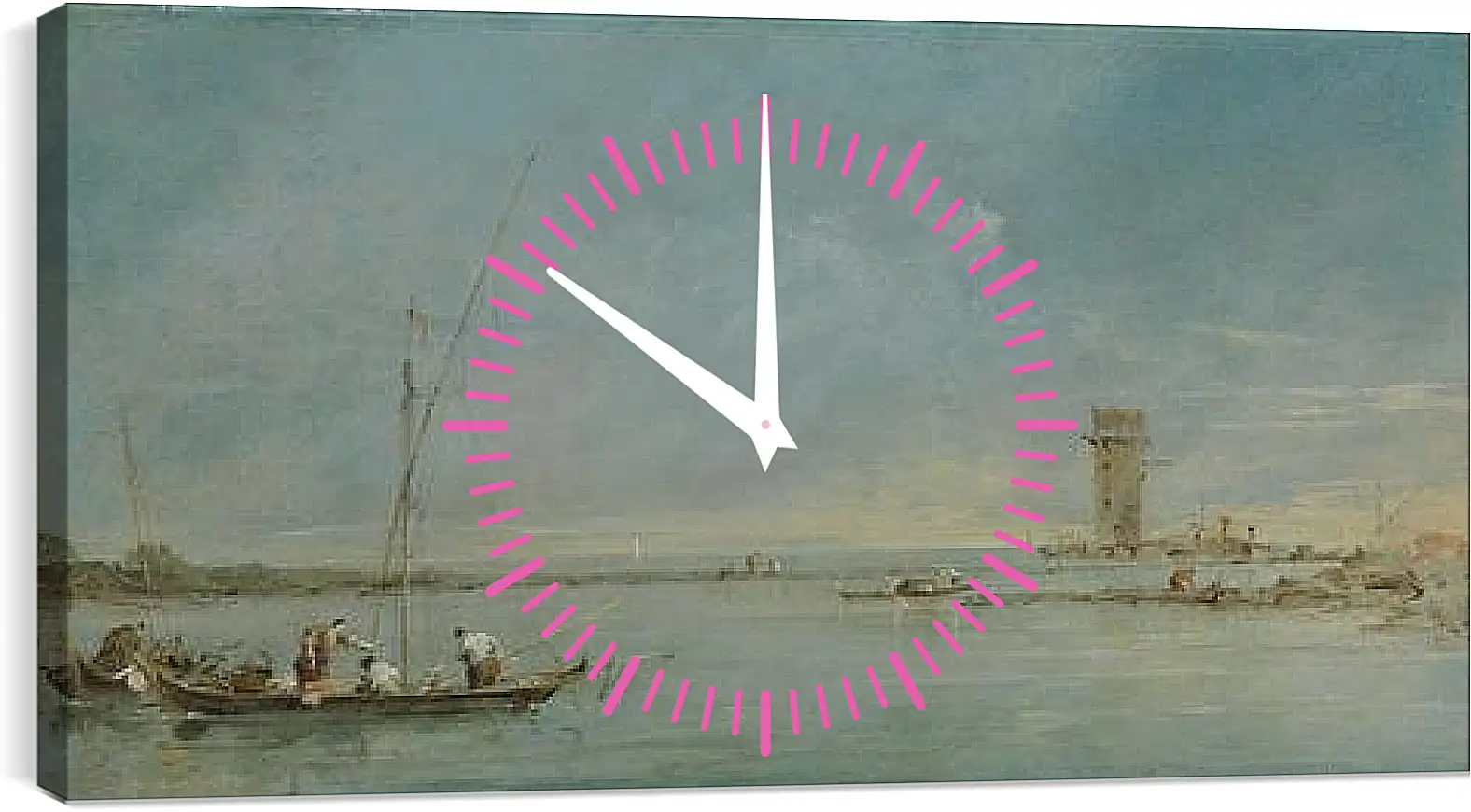 Часы картина - View of the Venetian Lagoon with the Tower of Malghera. Франческо Гварди