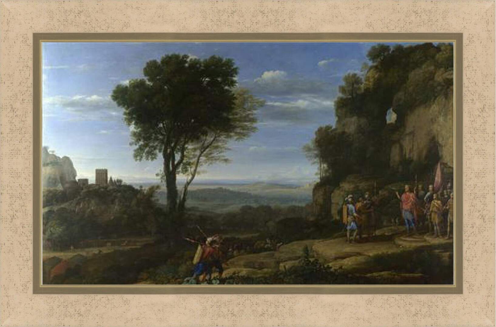 Картина в раме - Landscape with David at the Cave of Adullam. Лоррен Клод