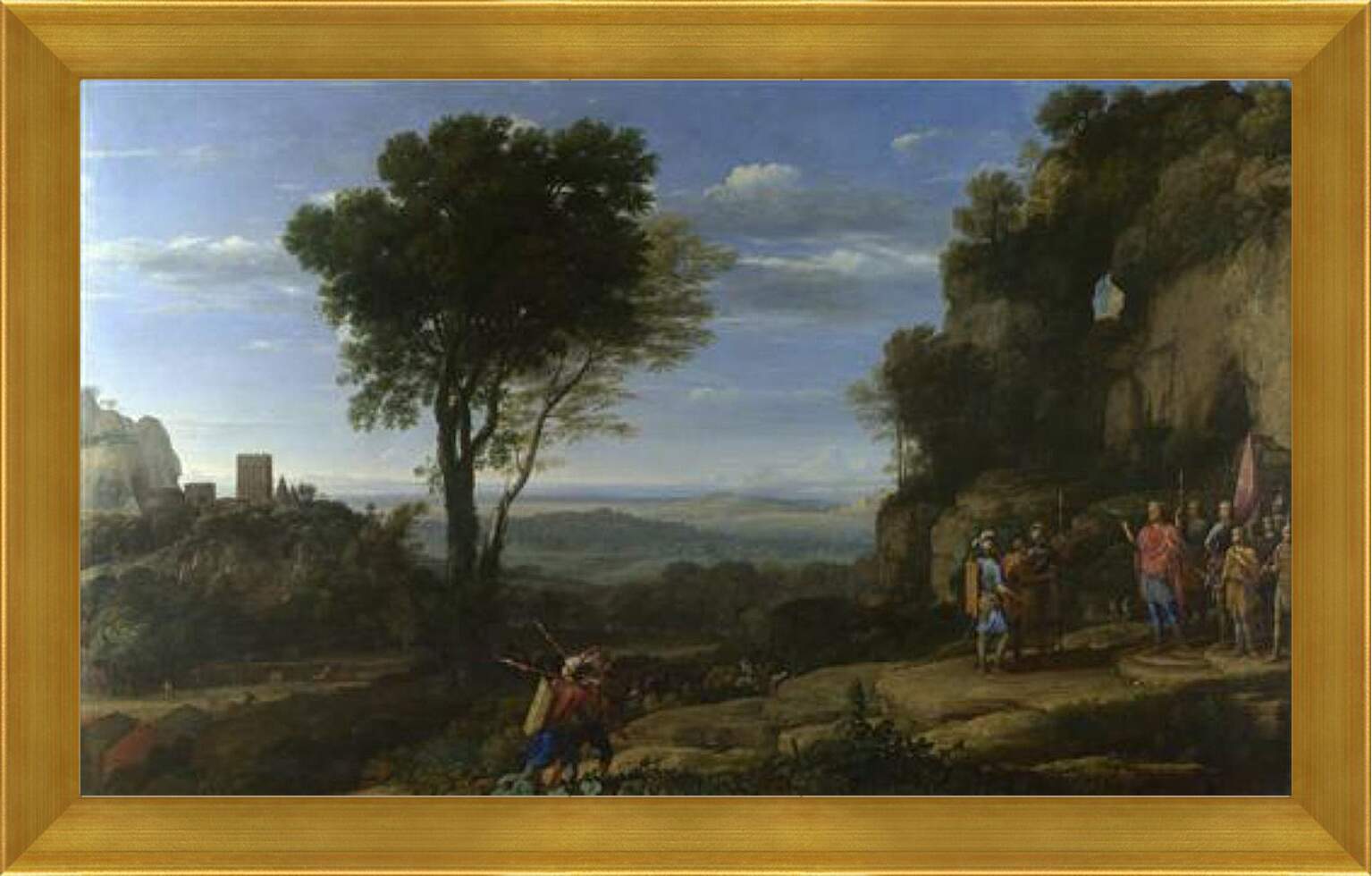 Картина в раме - Landscape with David at the Cave of Adullam. Лоррен Клод