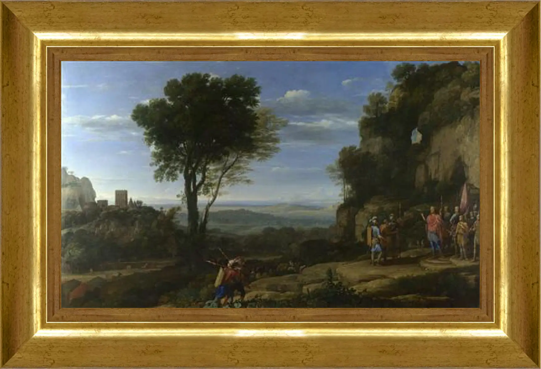 Картина в раме - Landscape with David at the Cave of Adullam. Лоррен Клод