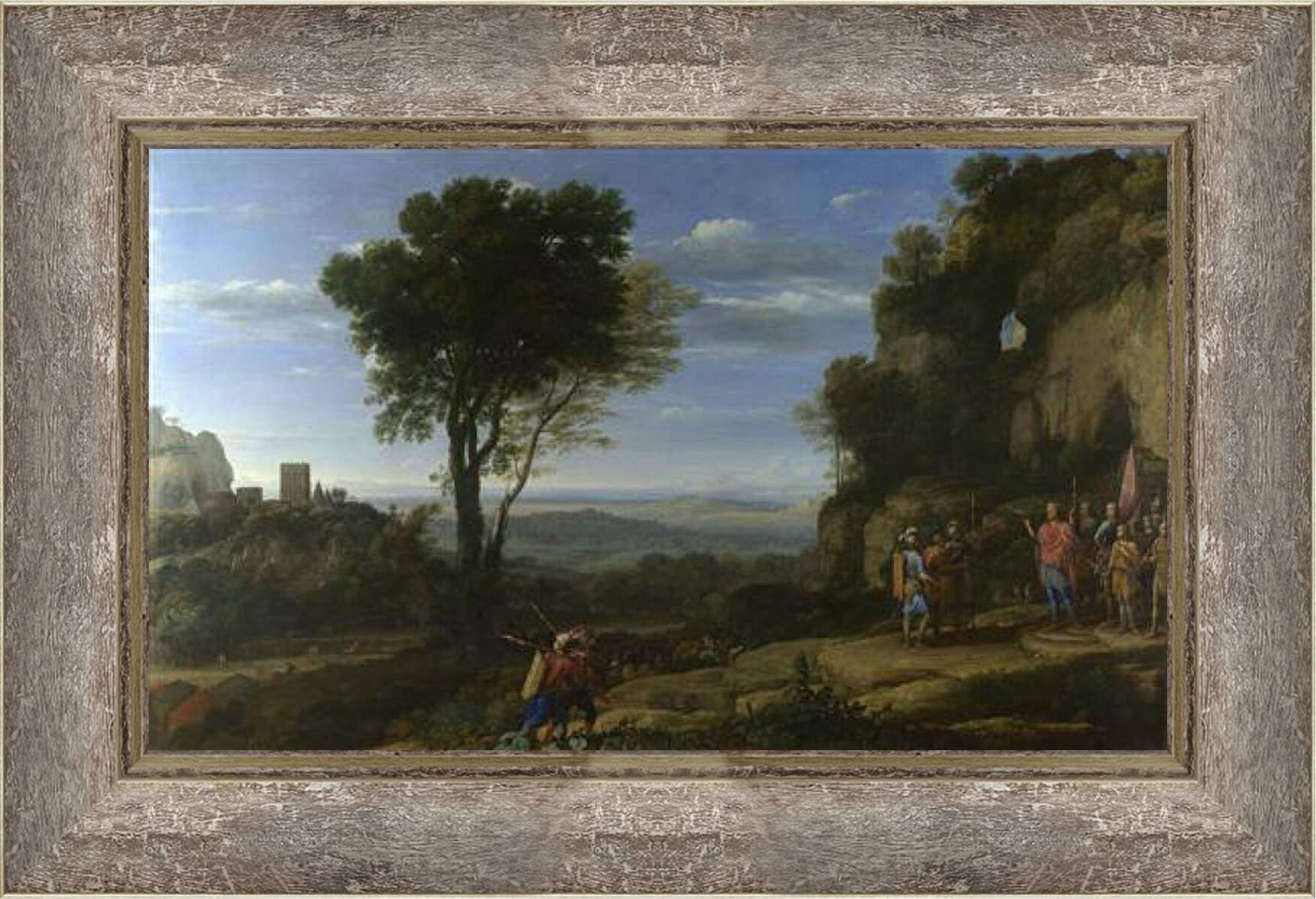 Картина в раме - Landscape with David at the Cave of Adullam. Лоррен Клод