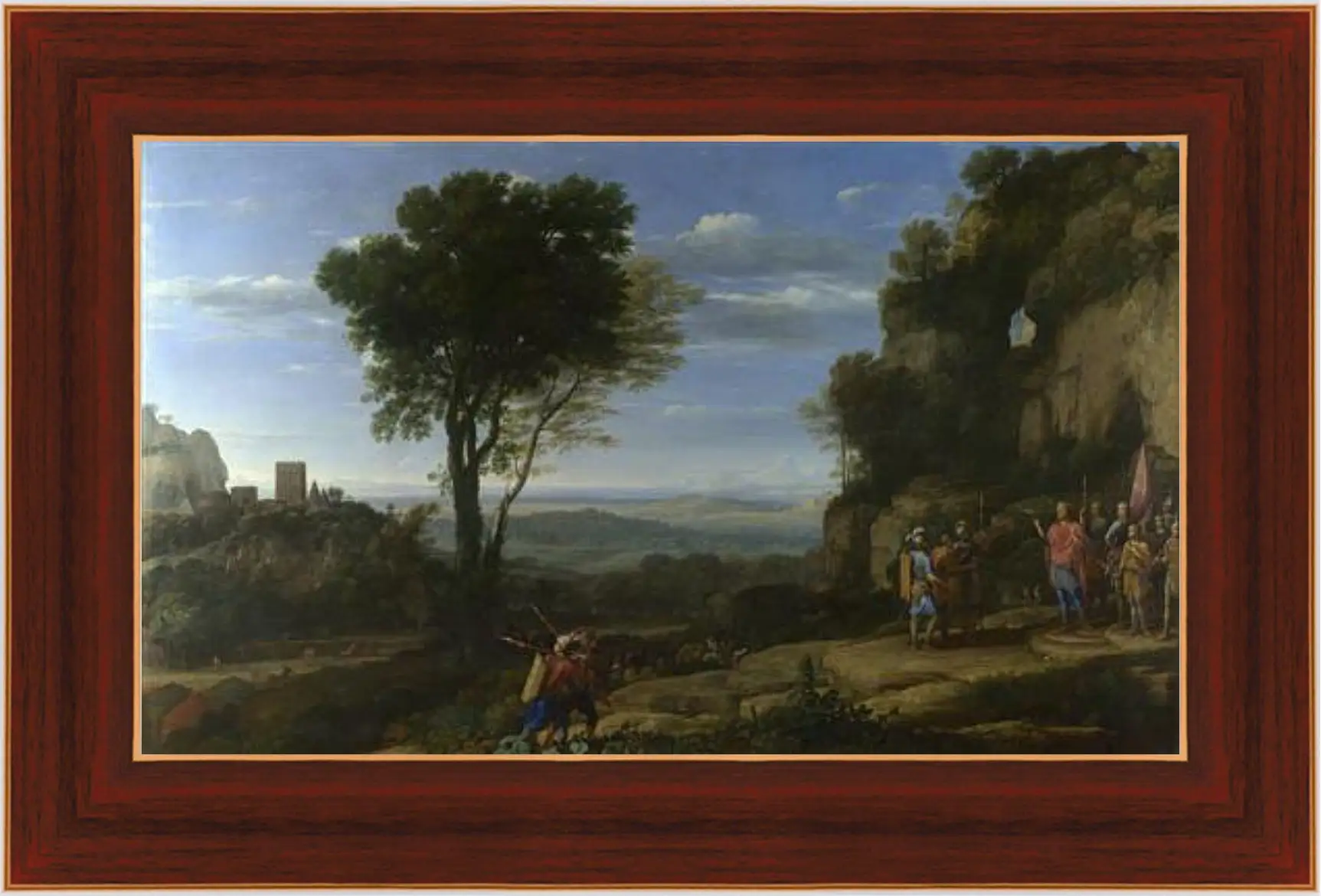 Картина в раме - Landscape with David at the Cave of Adullam. Лоррен Клод