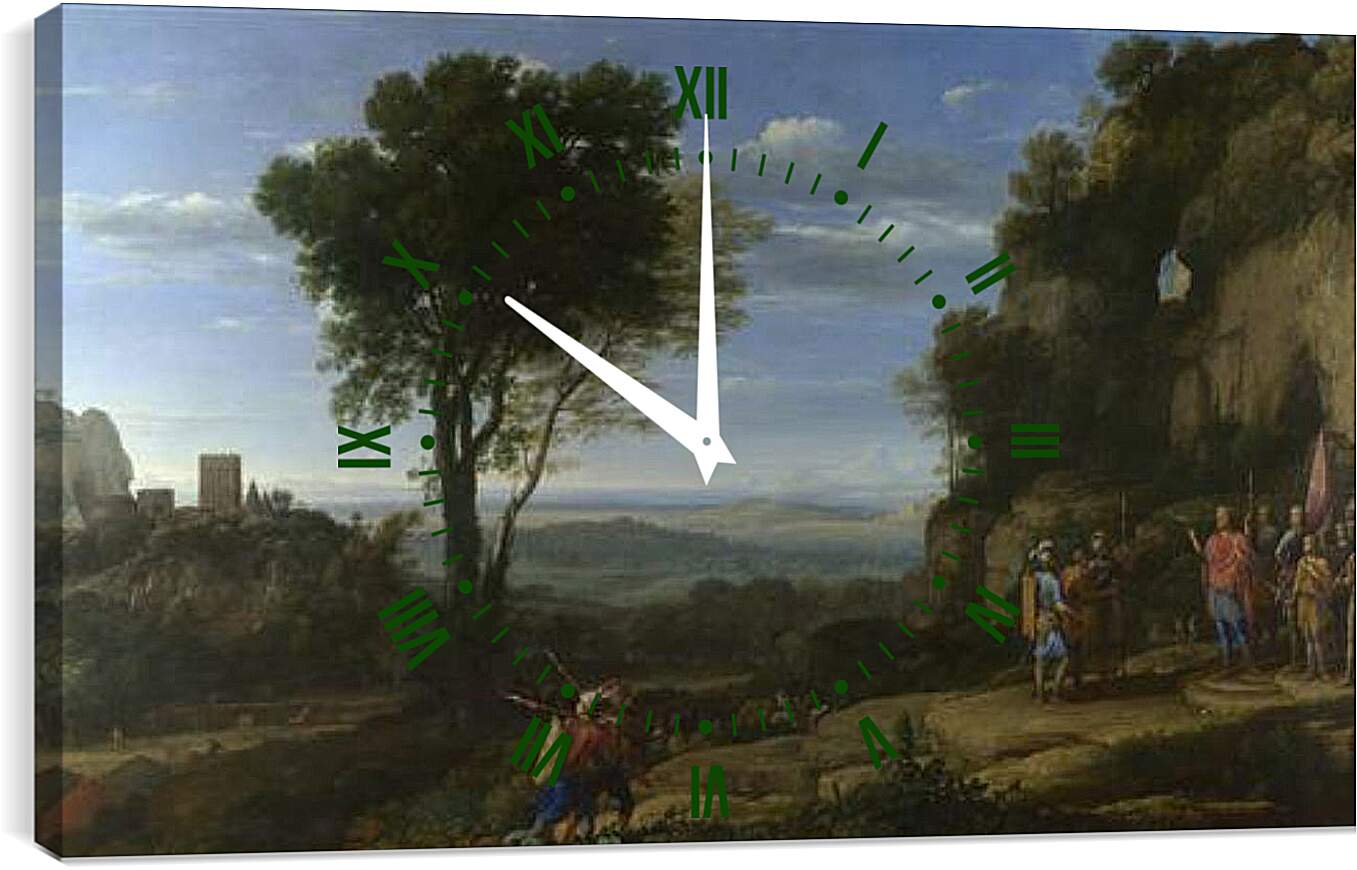 Часы картина - Landscape with David at the Cave of Adullam. Лоррен Клод