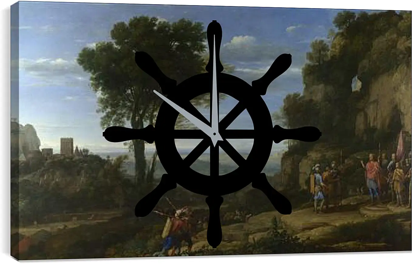 Часы картина - Landscape with David at the Cave of Adullam. Лоррен Клод
