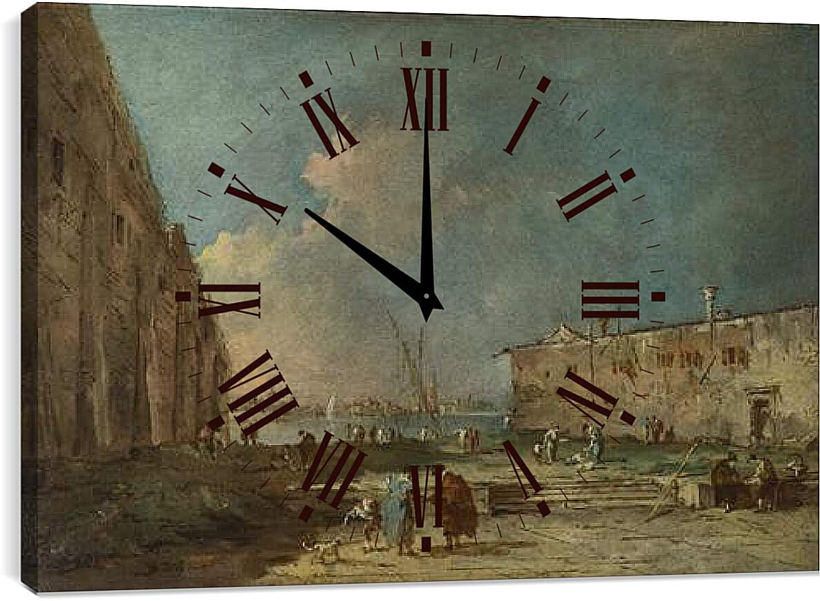 Часы картина - A View near Venice. Франческо Гварди