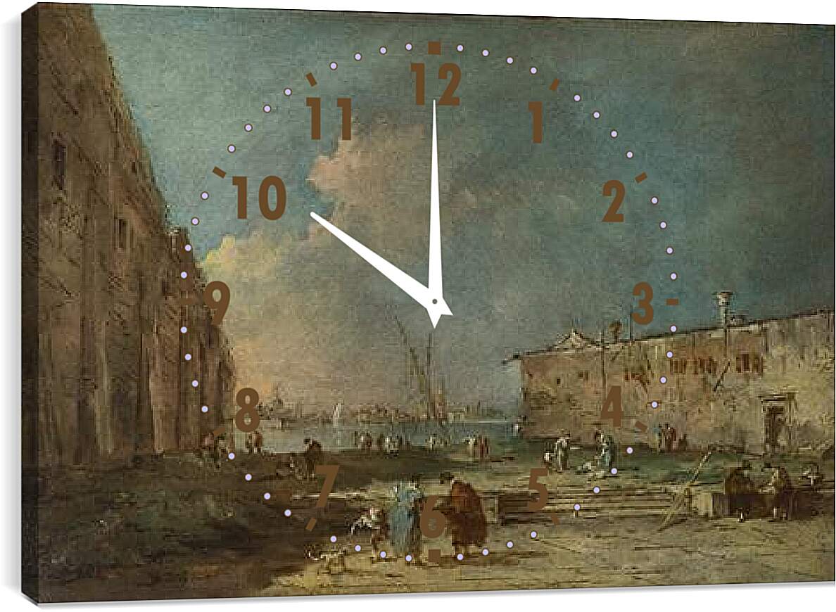 Часы картина - A View near Venice. Франческо Гварди