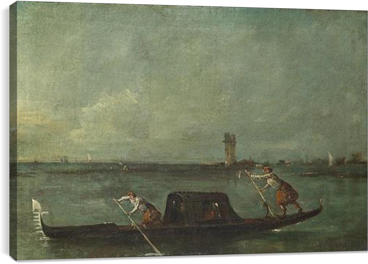 Постер и плакат - A Gondola on the Lagoon near Mestre. Франческо Гварди