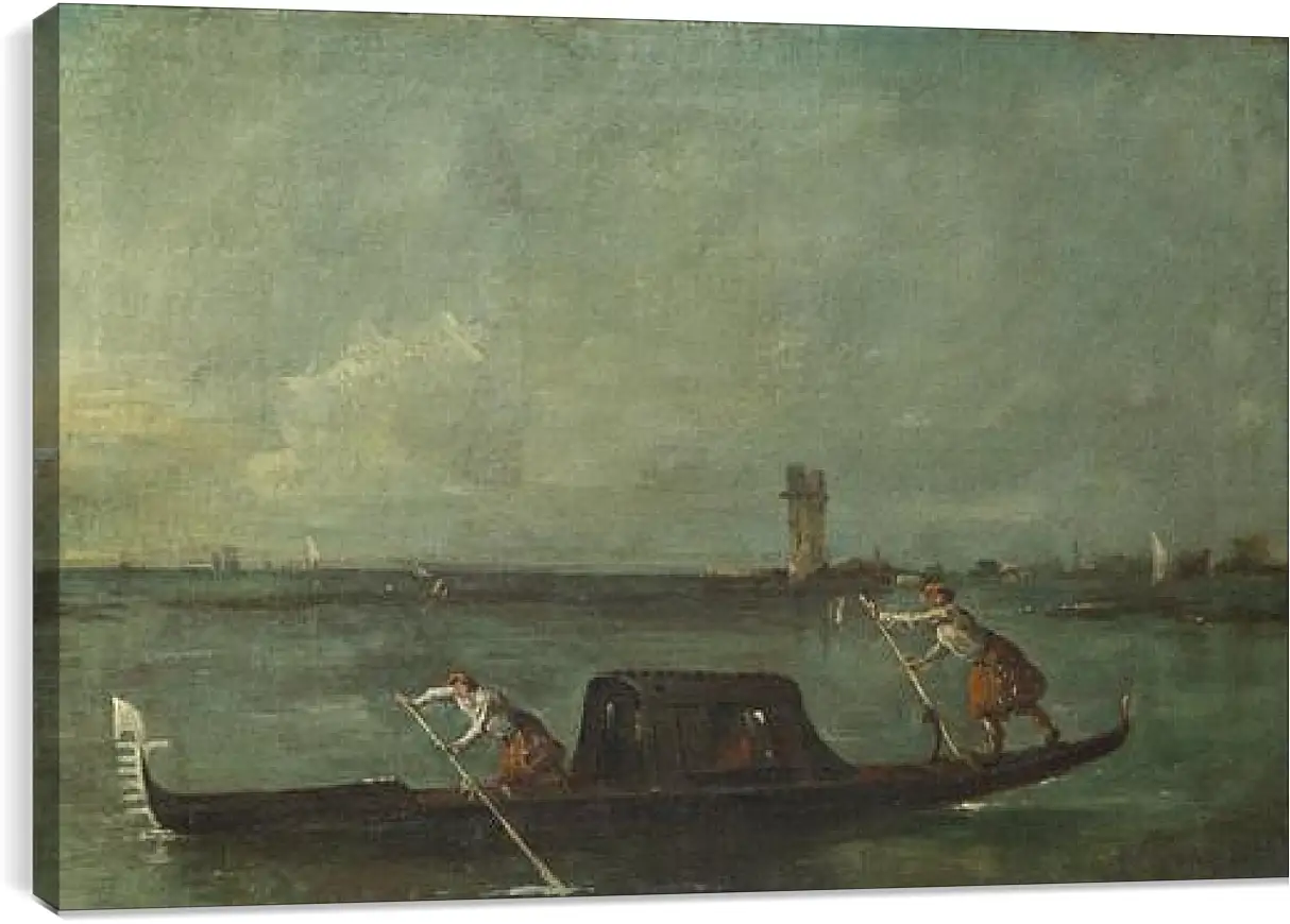 Постер и плакат - A Gondola on the Lagoon near Mestre. Франческо Гварди