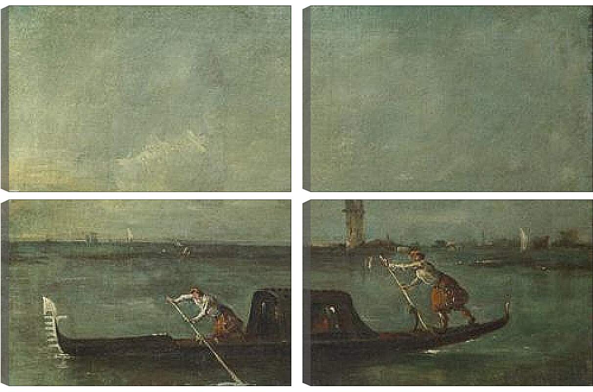 Модульная картина - A Gondola on the Lagoon near Mestre. Франческо Гварди