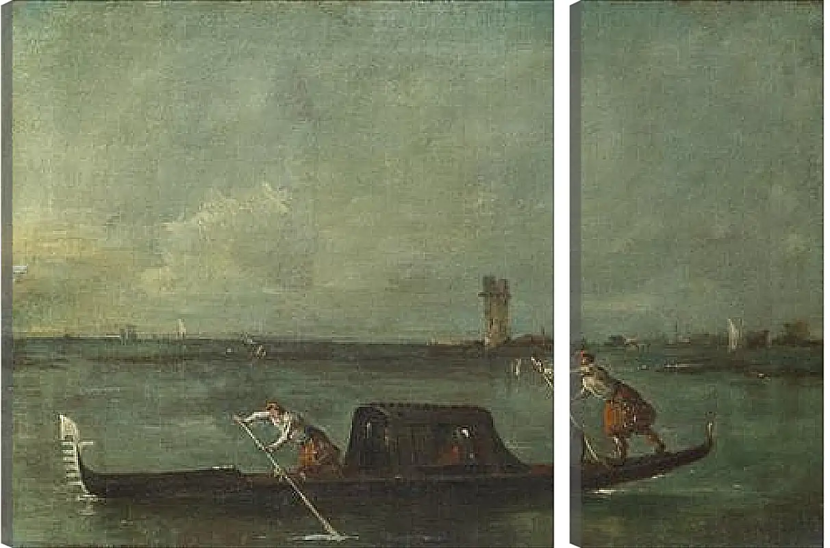 Модульная картина - A Gondola on the Lagoon near Mestre. Франческо Гварди