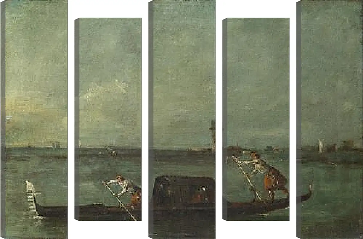 Модульная картина - A Gondola on the Lagoon near Mestre. Франческо Гварди