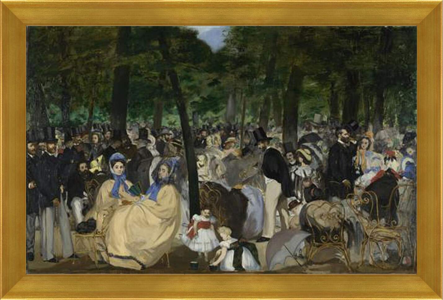 Картина в раме - Music in the Tuileries Gardens. Эдуард Мане