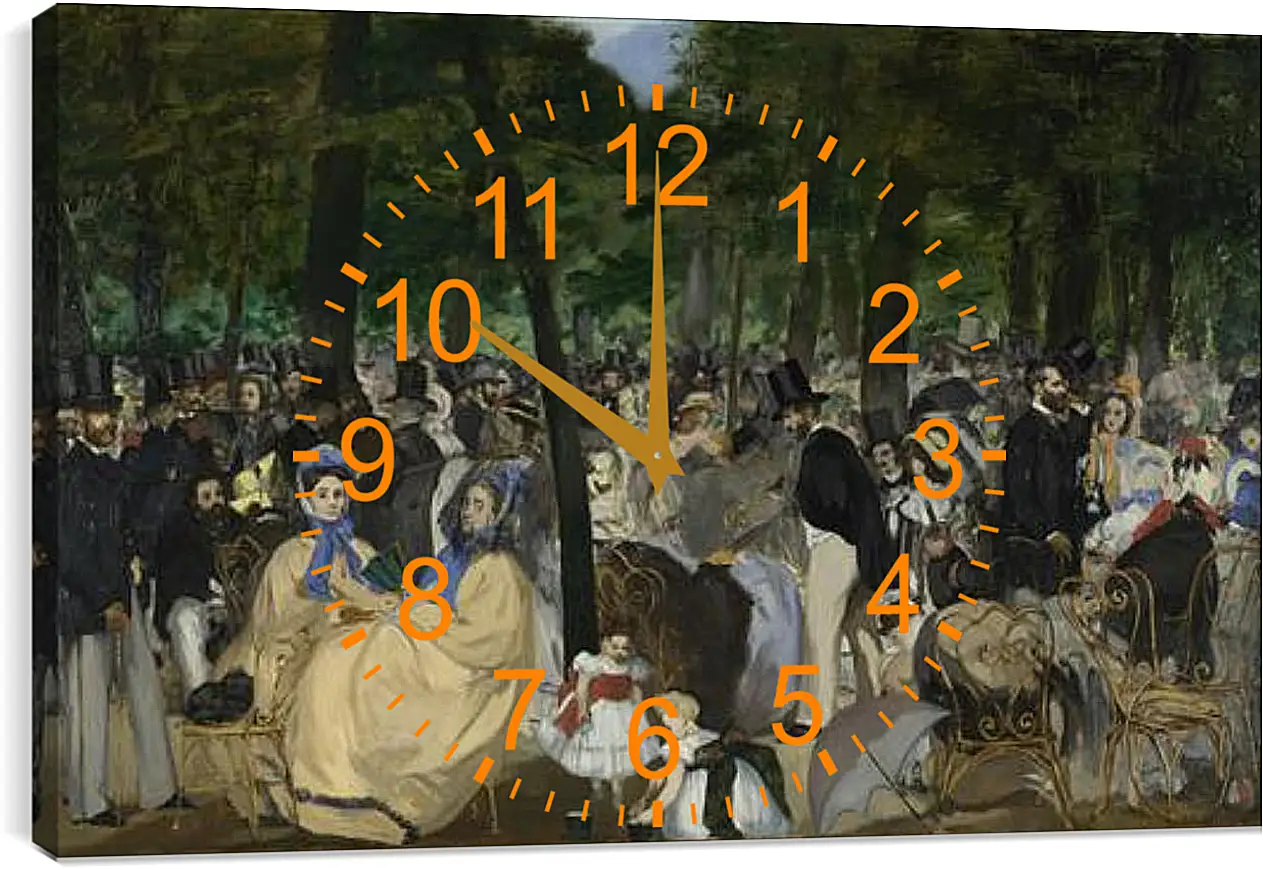 Часы картина - Music in the Tuileries Gardens. Эдуард Мане