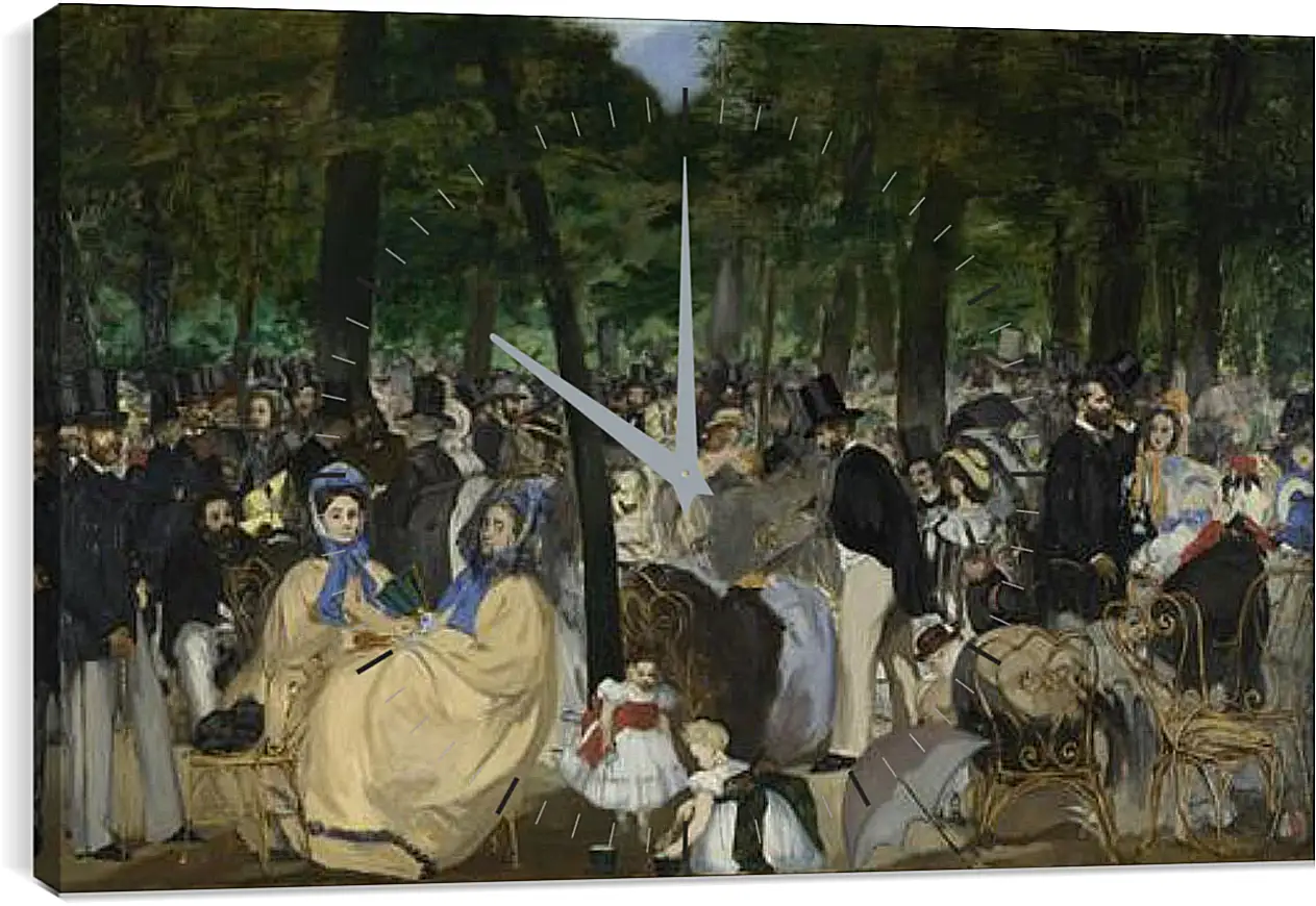 Часы картина - Music in the Tuileries Gardens. Эдуард Мане
