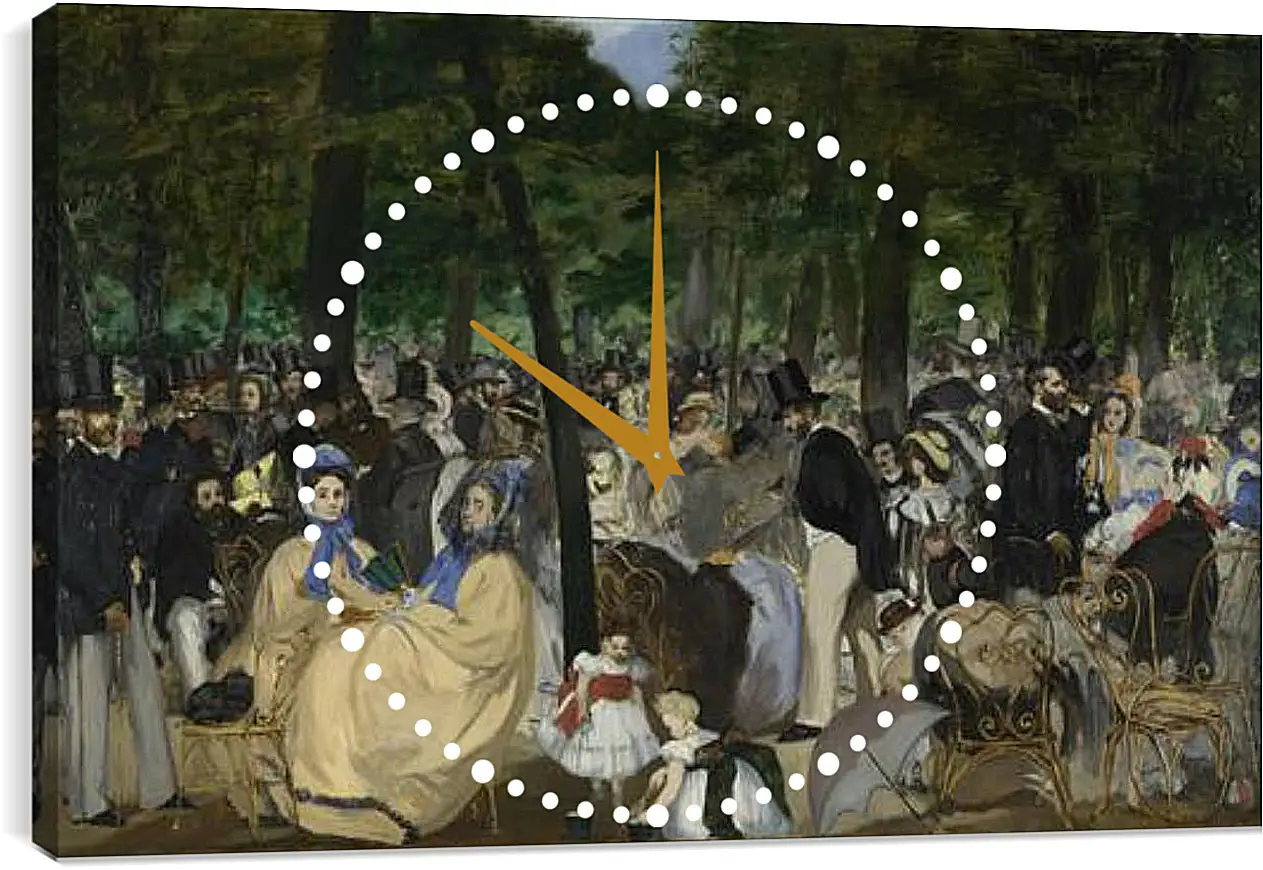 Часы картина - Music in the Tuileries Gardens. Эдуард Мане