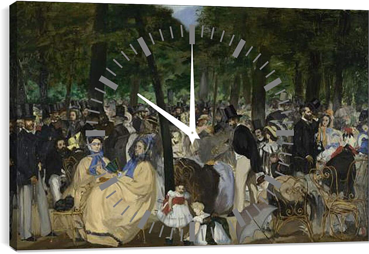 Часы картина - Music in the Tuileries Gardens. Эдуард Мане
