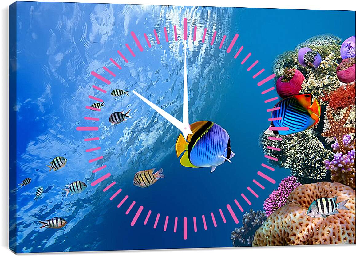 Часы картина - Рыбки у рифа