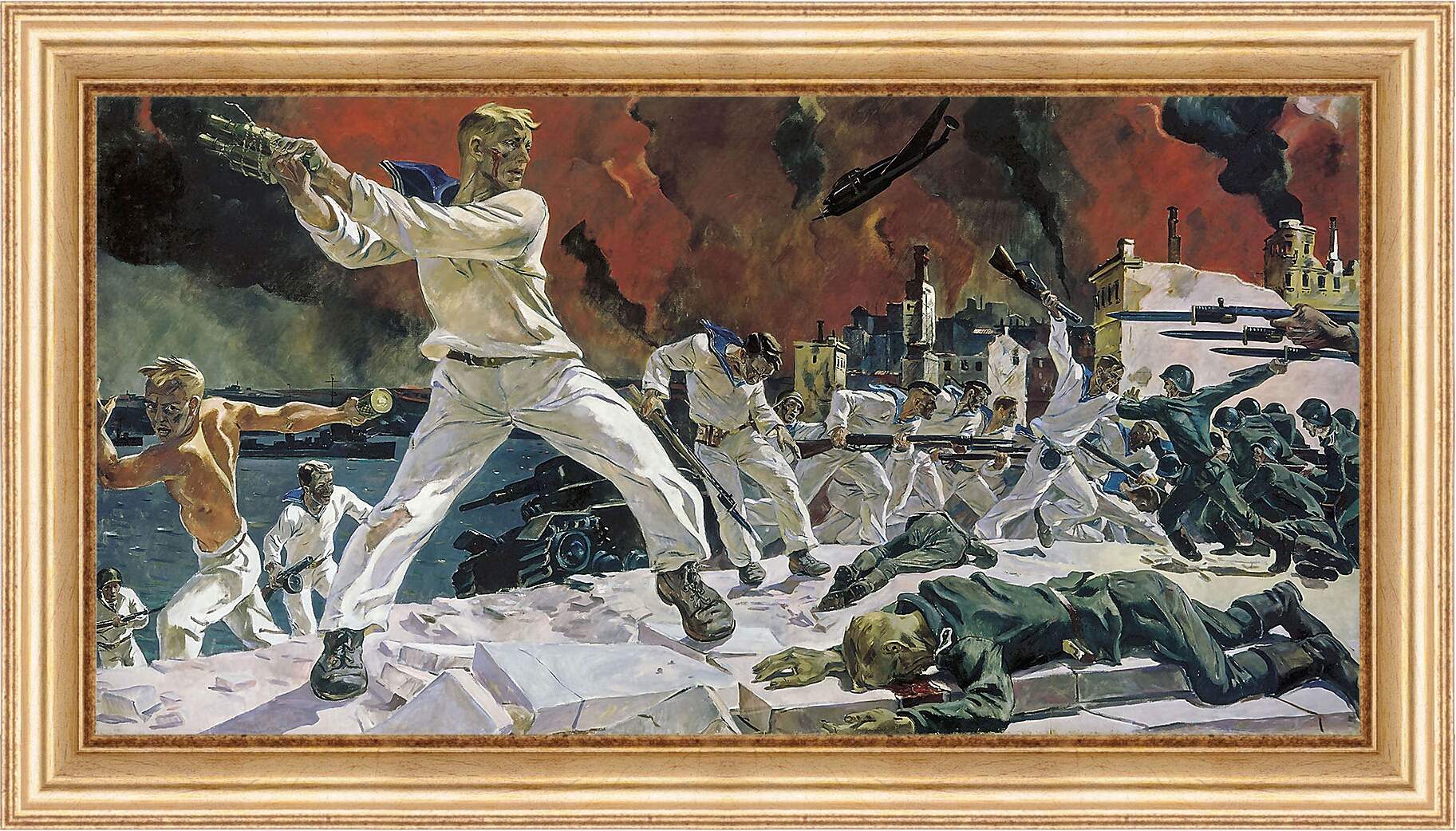 Картина в раме - Оборона Севастополя. Александр Дейнека