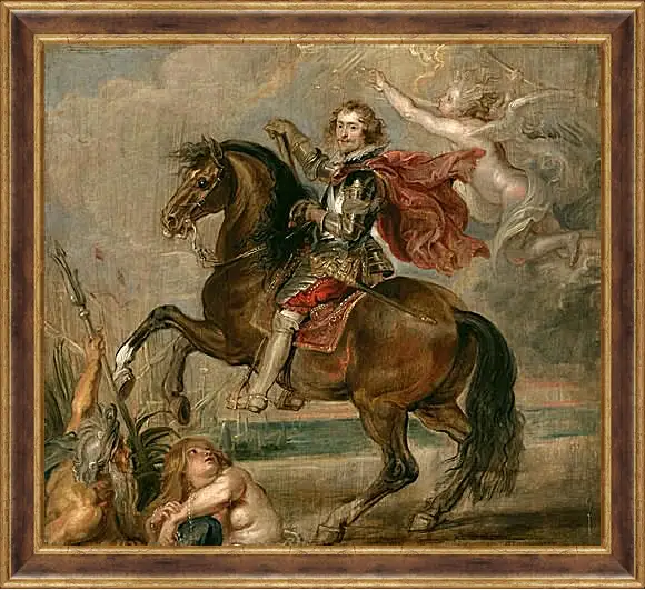 Картина в раме - Equestrian Portrait of the Duke of Buckingham. Питер Пауль Рубенс