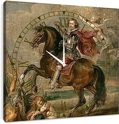 Часы картина - Equestrian Portrait of the Duke of Buckingham. Питер Пауль Рубенс