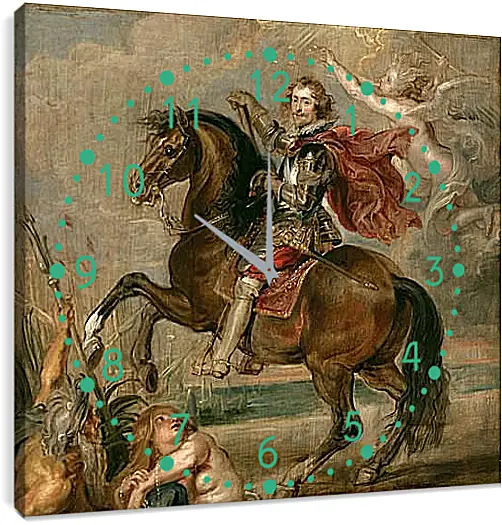 Часы картина - Equestrian Portrait of the Duke of Buckingham. Питер Пауль Рубенс