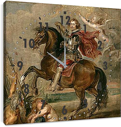 Часы картина - Equestrian Portrait of the Duke of Buckingham. Питер Пауль Рубенс