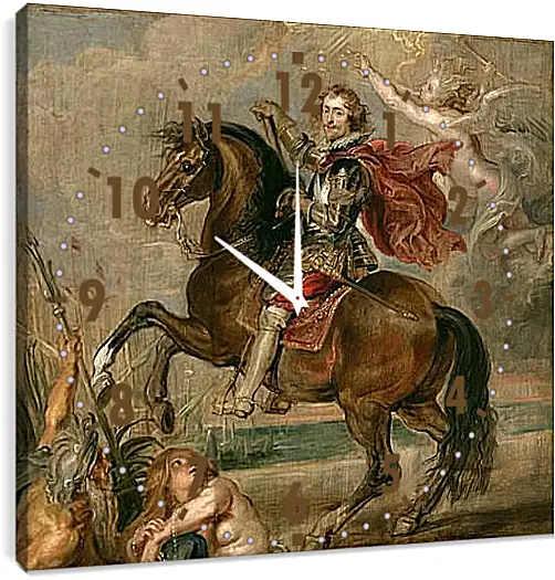 Часы картина - Equestrian Portrait of the Duke of Buckingham. Питер Пауль Рубенс