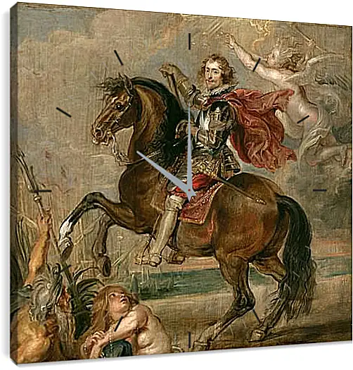 Часы картина - Equestrian Portrait of the Duke of Buckingham. Питер Пауль Рубенс