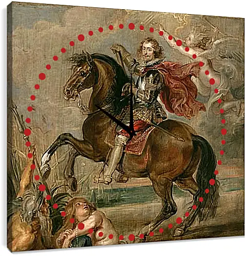 Часы картина - Equestrian Portrait of the Duke of Buckingham. Питер Пауль Рубенс