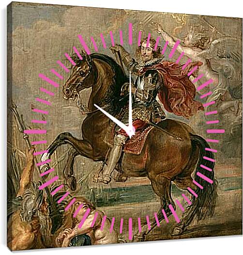 Часы картина - Equestrian Portrait of the Duke of Buckingham. Питер Пауль Рубенс