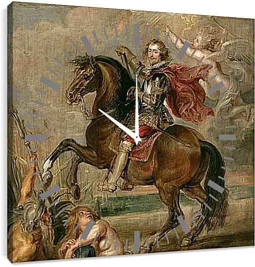 Часы картина - Equestrian Portrait of the Duke of Buckingham. Питер Пауль Рубенс