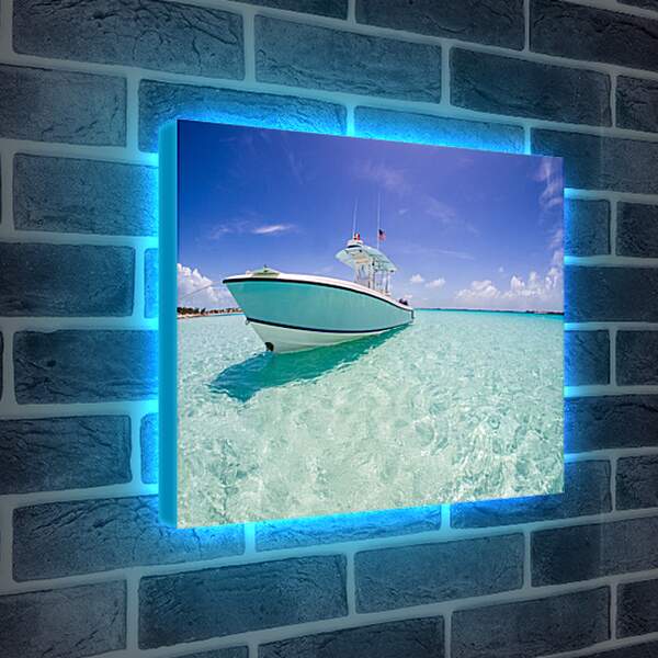 Лайтбокс световая панель - Лодка в море