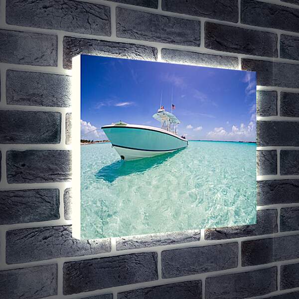 Лайтбокс световая панель - Лодка в море
