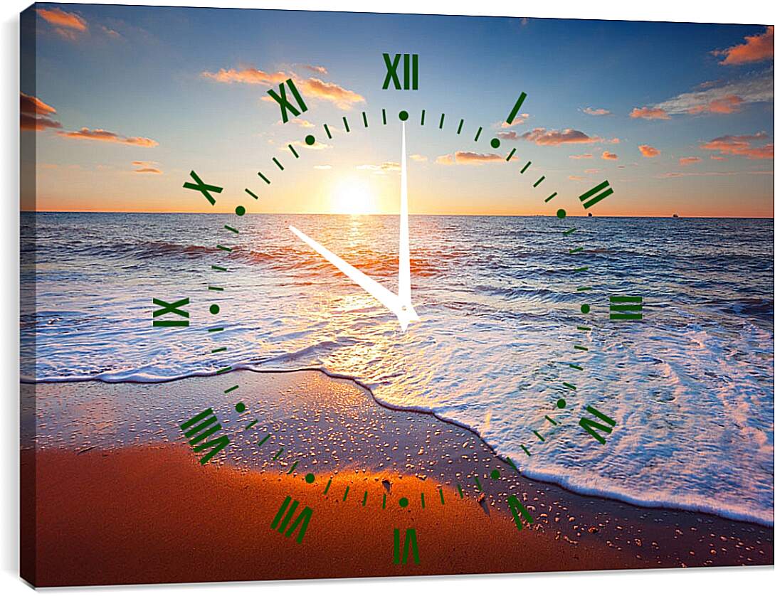 Часы картина - Море, пляж,закат