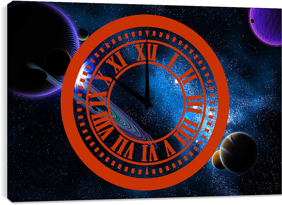 Часы картина - Космос, планеты