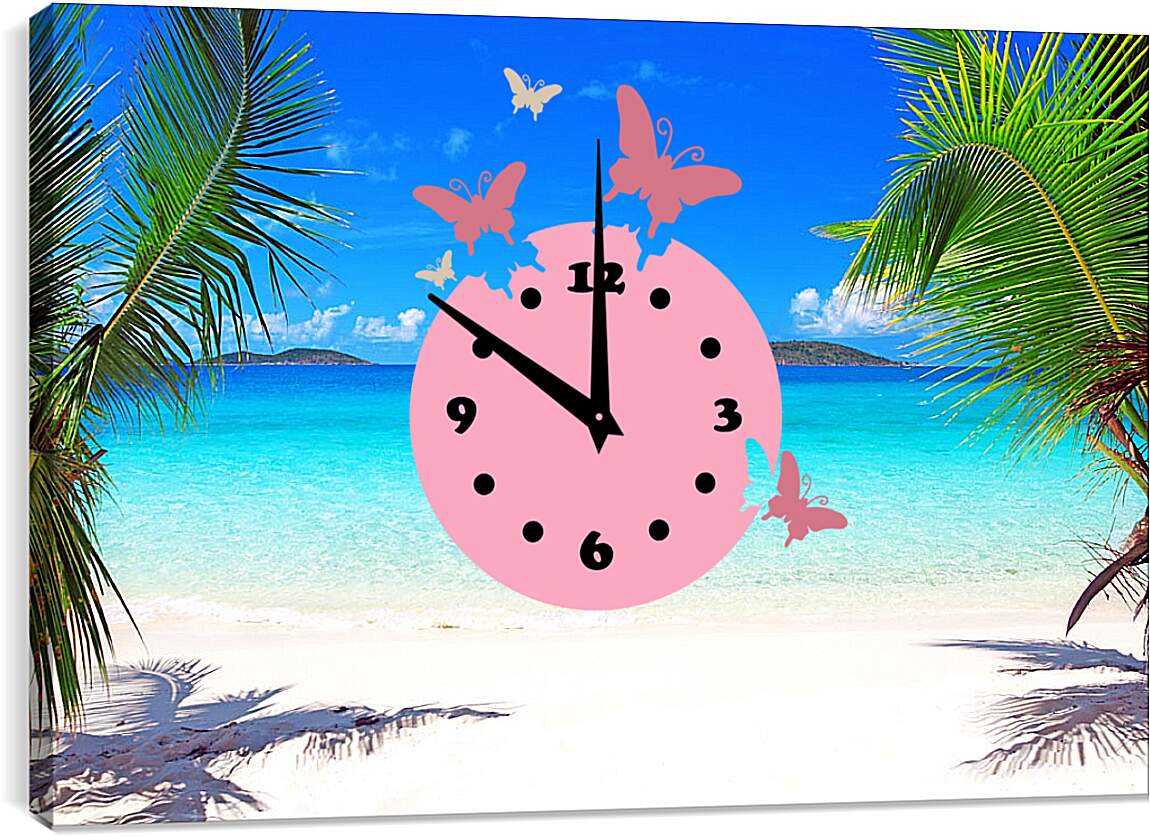 Часы картина - Пальмы и море