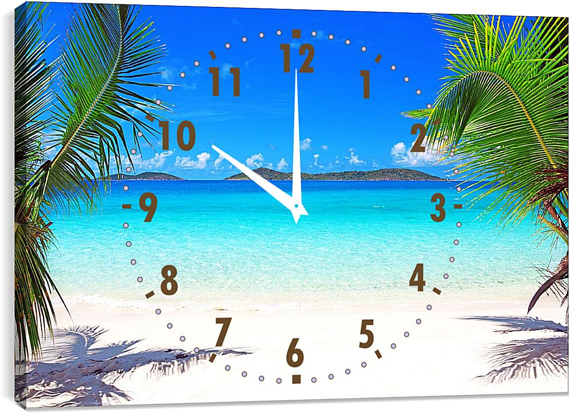 Часы картина - Пальмы и море