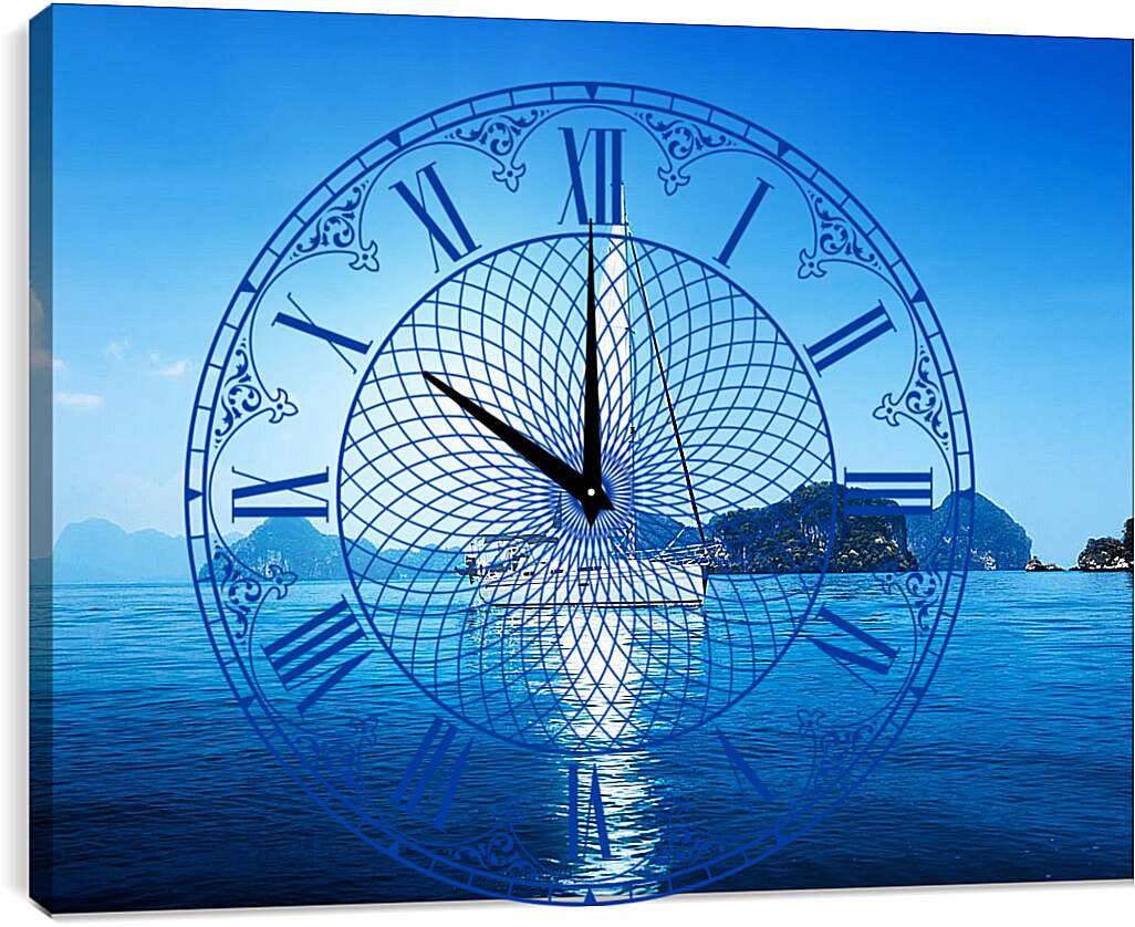 Часы картина - Яхта в море