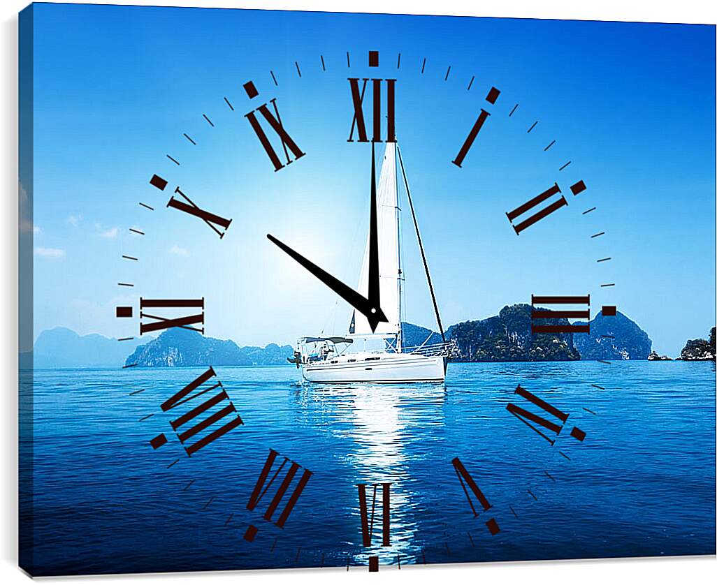 Часы картина - Яхта в море
