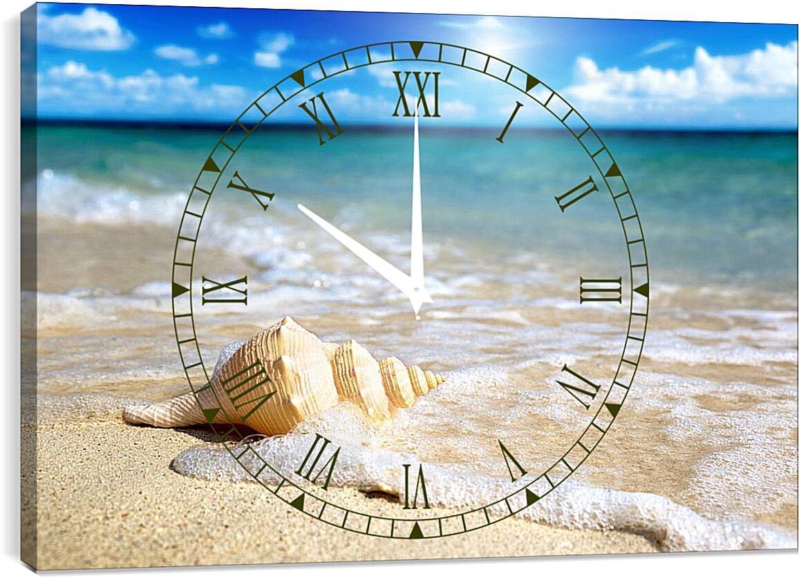 Часы картина - Ракушка на пляже